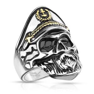stianless steel captain skull ring size 10